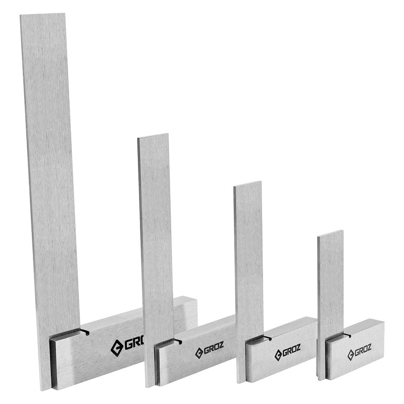 Groz 01111 Precision Machininist Steel Square Set, 4 Piece, 72-96 Micron Squareness - Image 2